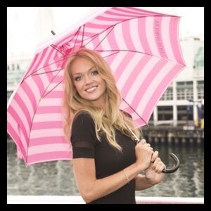 Victorias Secret Iconic Signature Pink Stripe Limited Edition Parasol Umbrella